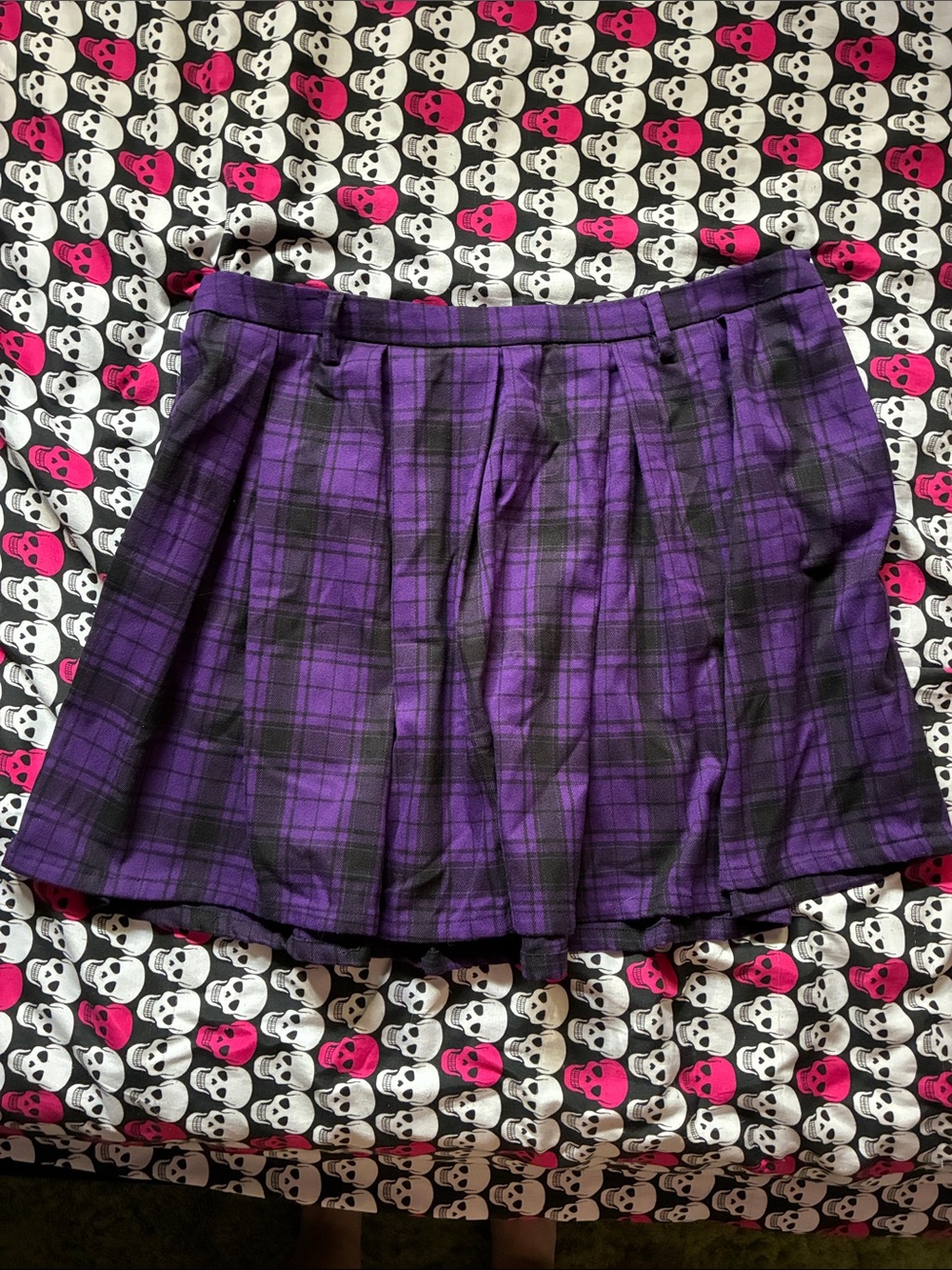 Purple plaid pleated skirt